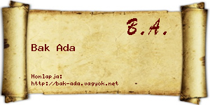 Bak Ada névjegykártya